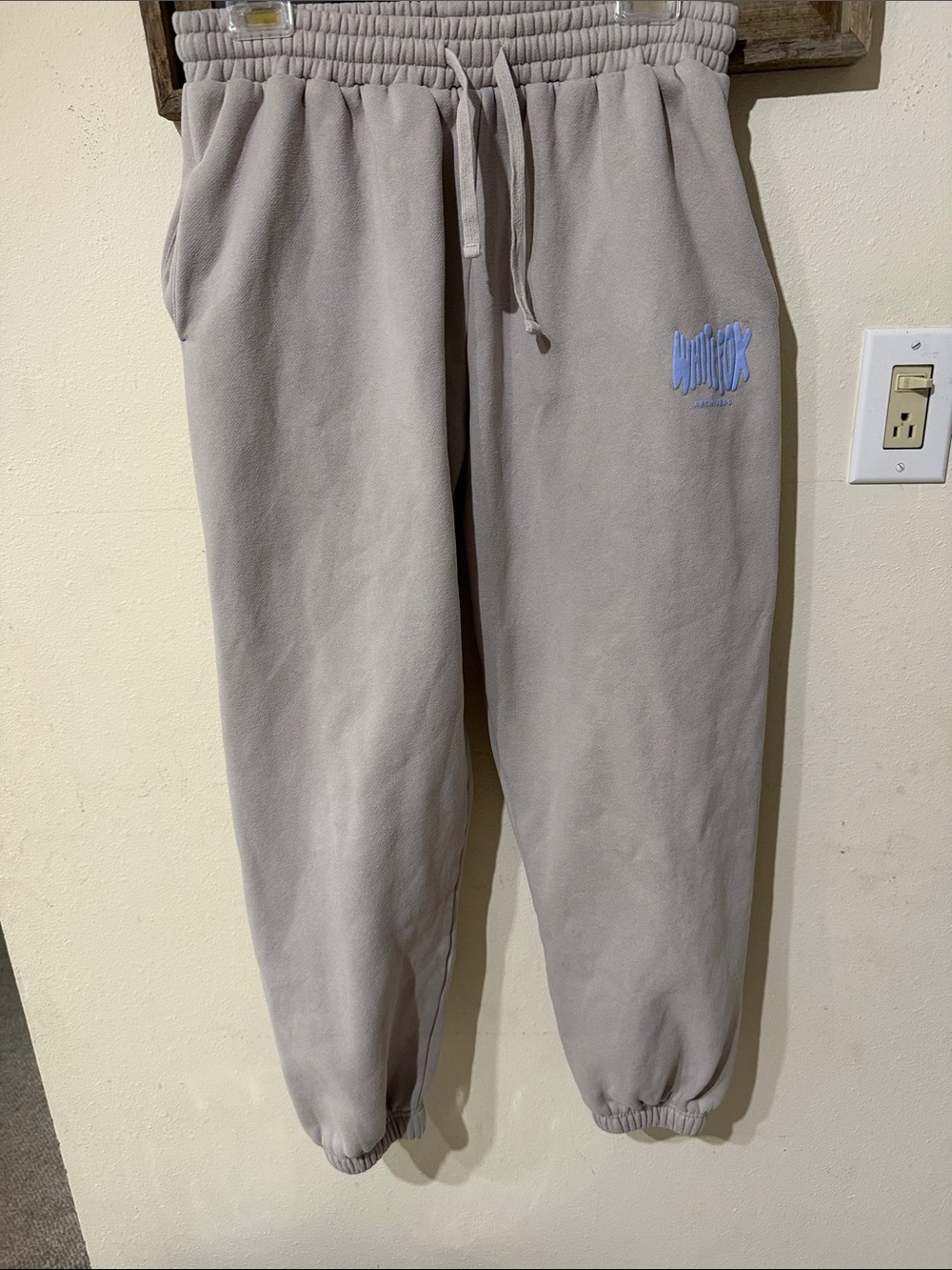 White Fox Boutique Archive 6.0 Beige and Light Blue Fleece Lounge Joggers